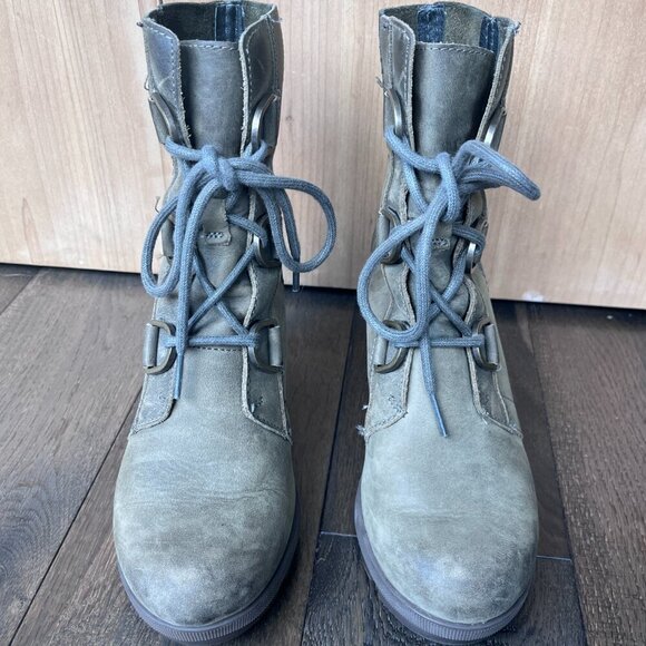 Sorel Joan of Arctic Wedge II Boots Size 6 Army Green Waterproof Leather Booties - Picture 5 of 7